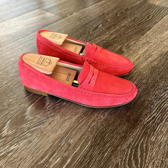 EUC J.Crew James Suede Loafers Soft Fuchsia Size 8 Italy Made Leather Red Shoe - Picture 16 of 16